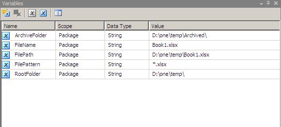 Creating Variables SSIS